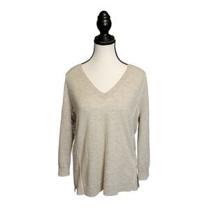 J.Crew Merino Wool Blend Sweater Womens S Gray V-Neck Long Sleeve Lightweight